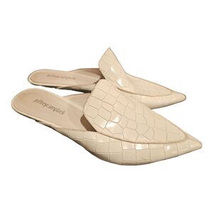 JEFFERY CAMPBELL “Novit” White Leather Croc Pointed Slip-On Mules - Size 8 1/2